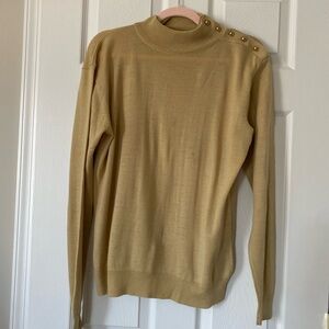 OLEG CASSINI MOCK NECK BUTTON TRIM SWEATER